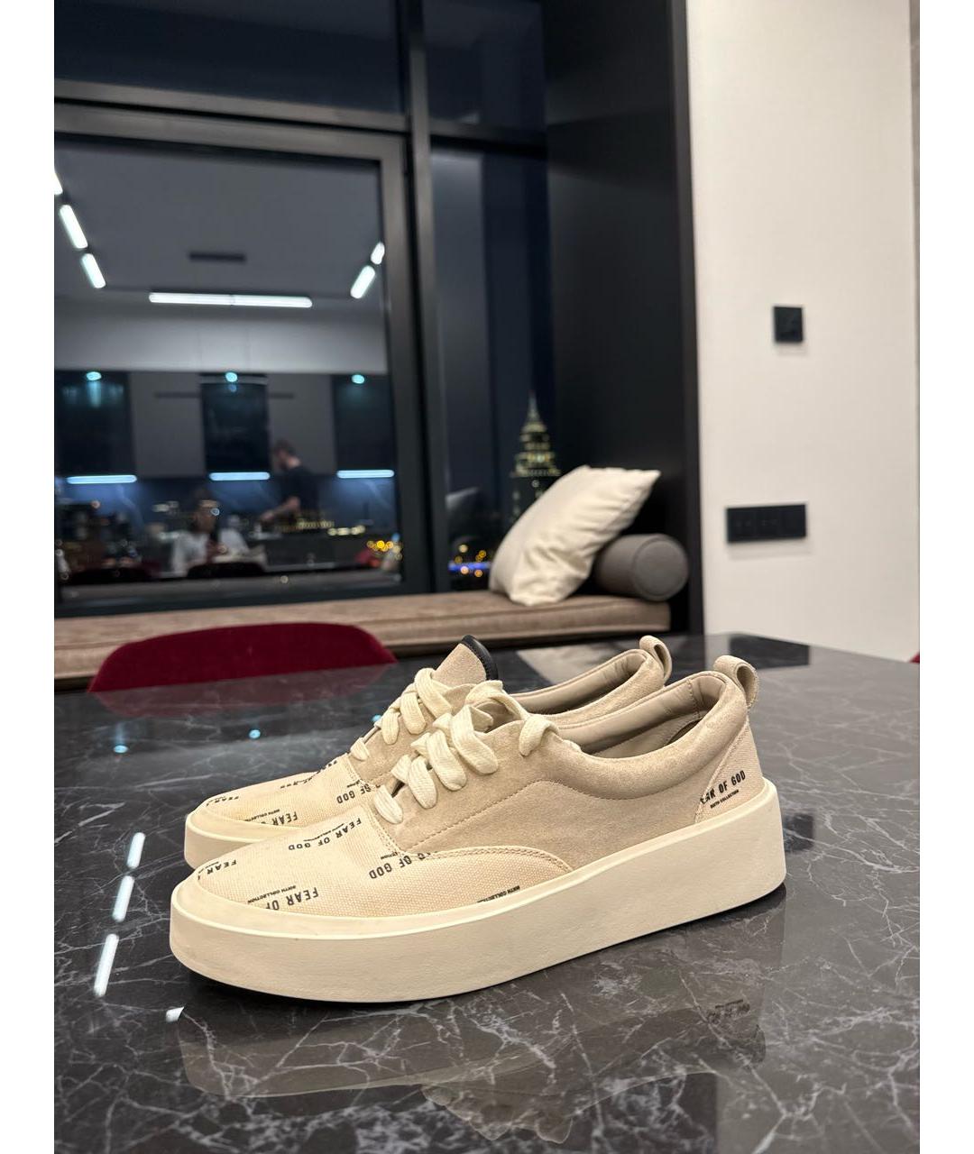 FEAR OF GOD Бежевые текстильные низкие кроссовки / кеды, фото 5