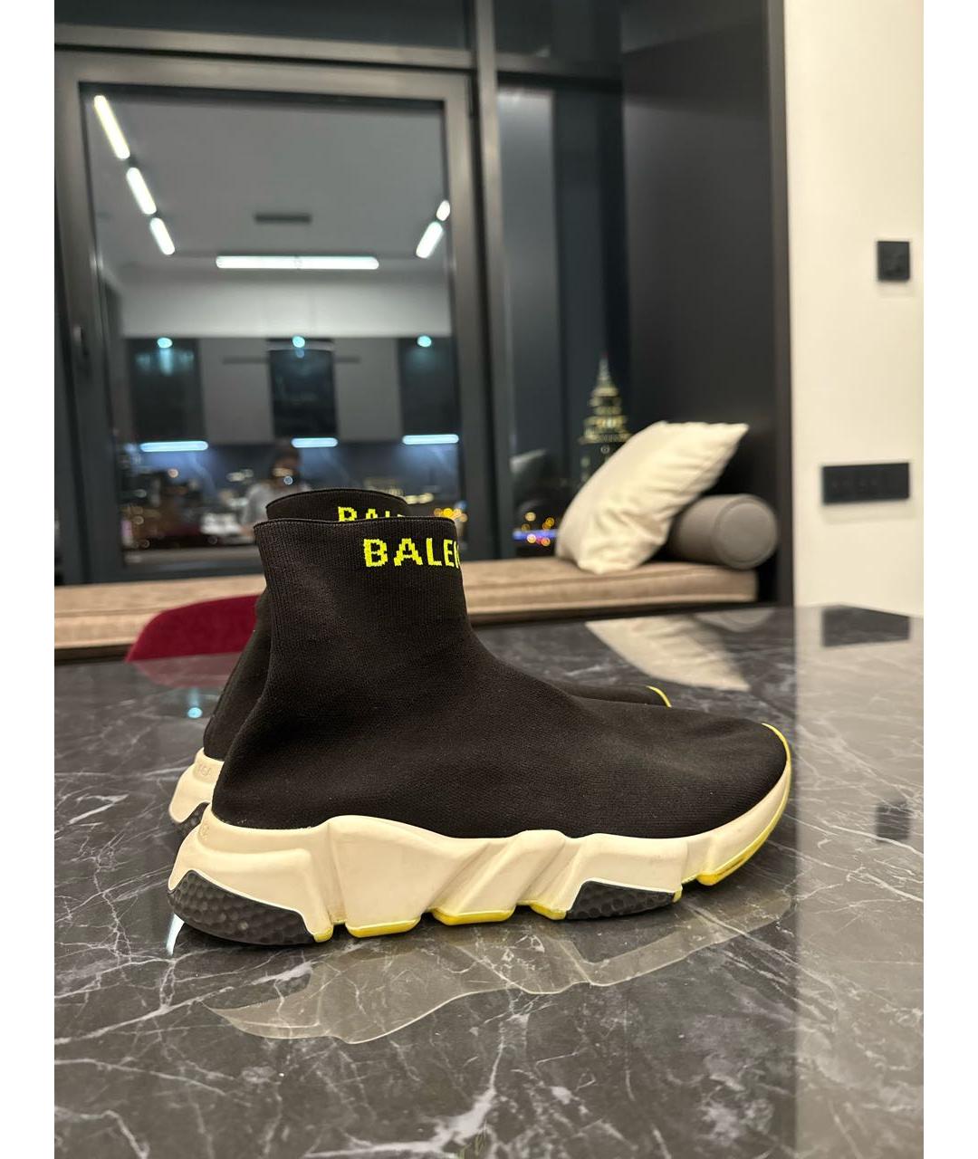 BALENCIAGA Черные текстильные высокие кроссовки / кеды, фото 5