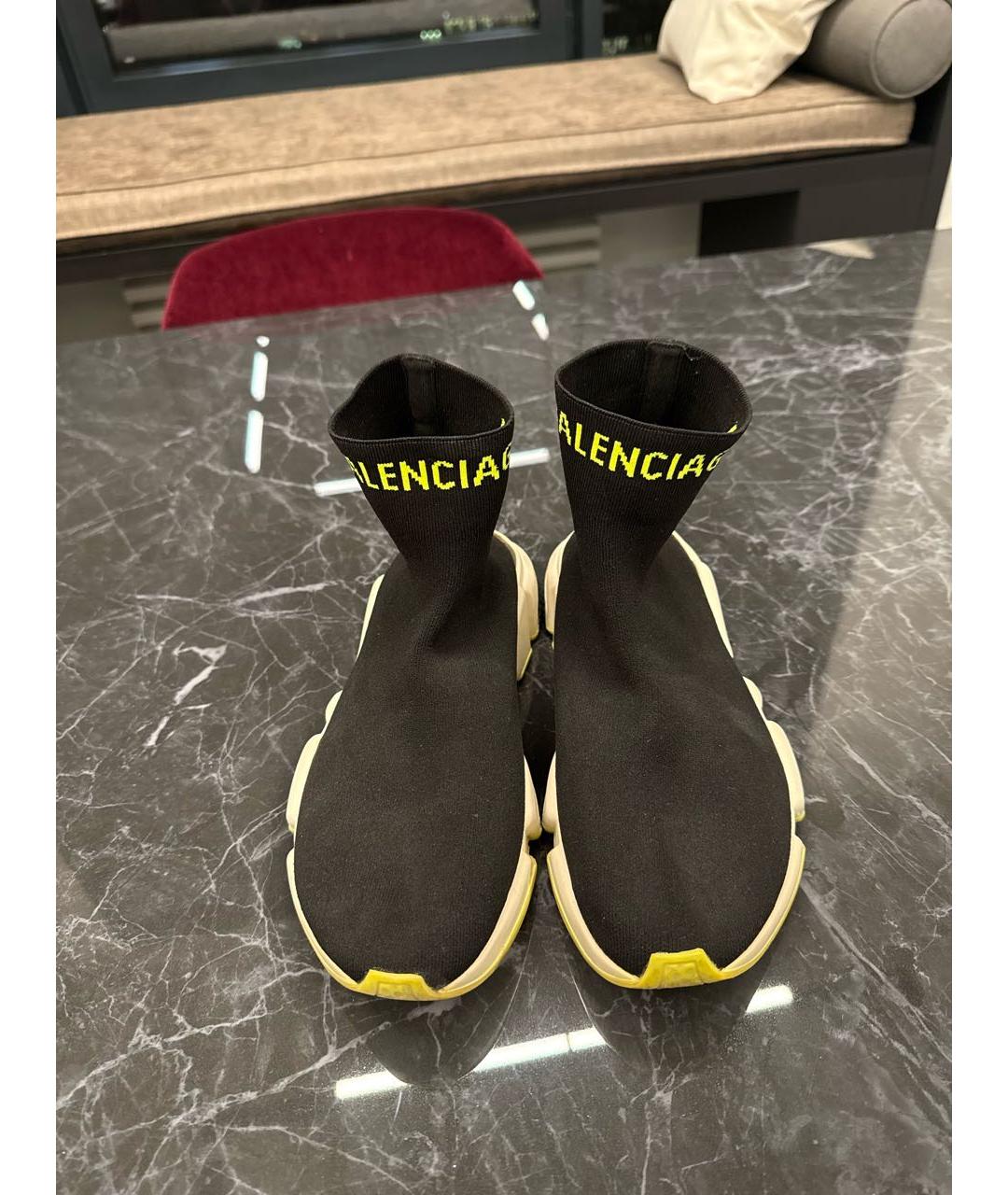 BALENCIAGA Черные текстильные высокие кроссовки / кеды, фото 2