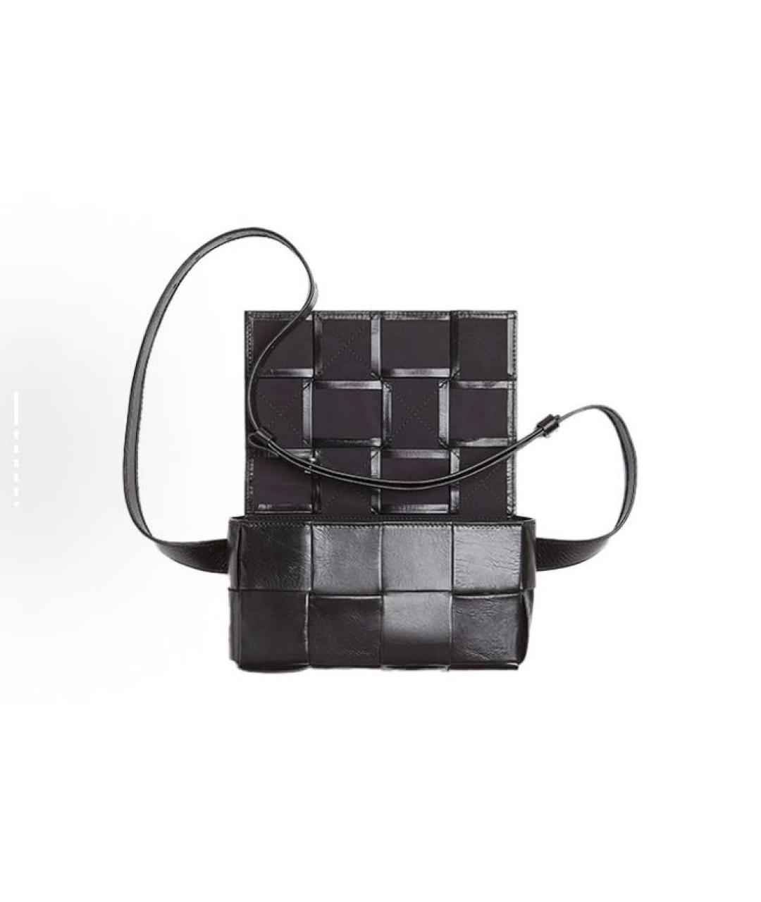 BOTTEGA VENETA Черная кожаная сумка через плечо, фото 5