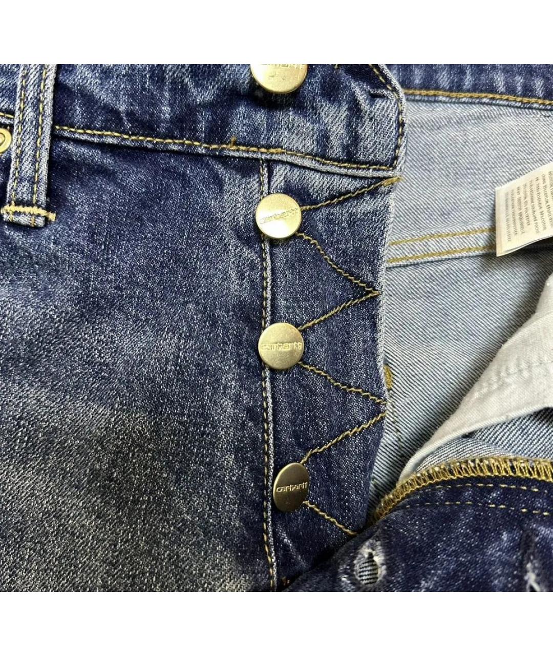 CARHARTT WIP Синие хлопко-эластановые прямые джинсы, фото 7