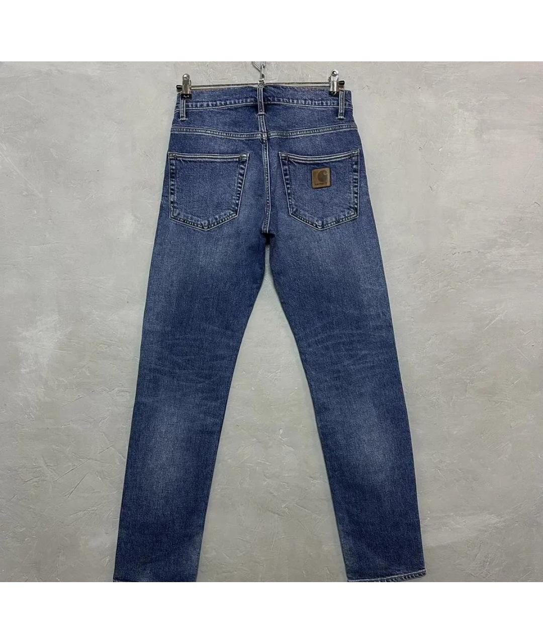CARHARTT WIP Синие хлопко-эластановые прямые джинсы, фото 9