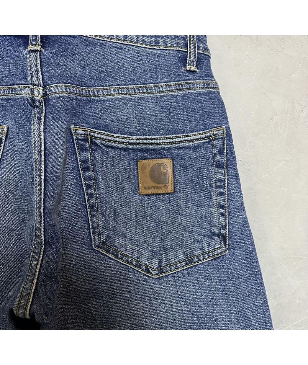 CARHARTT WIP Синие хлопко-эластановые прямые джинсы, фото 4