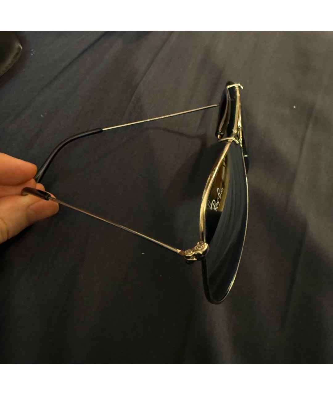 RAY BAN Серебряные металлические солнцезащитные очки, фото 2