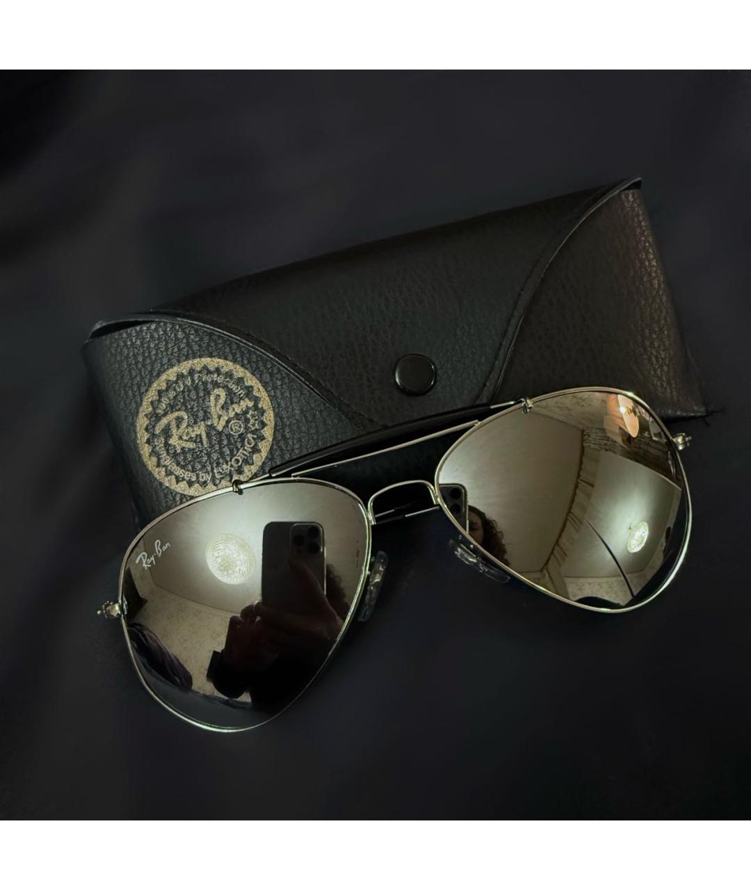 RAY BAN Серебряные металлические солнцезащитные очки, фото 5