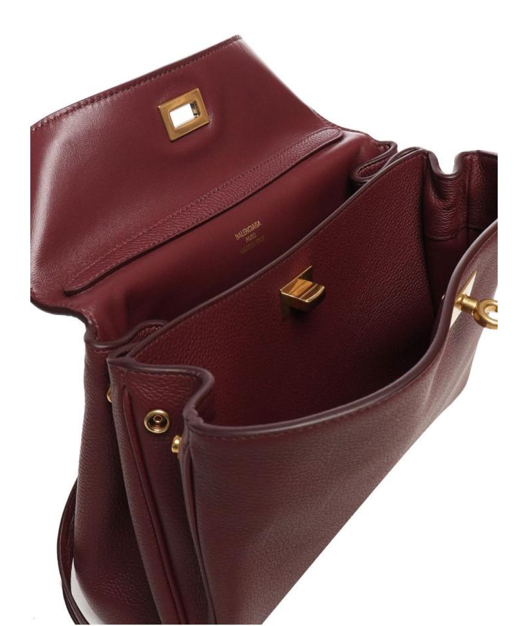 BALENCIAGA Бордовая кожаная сумка тоут, фото 3