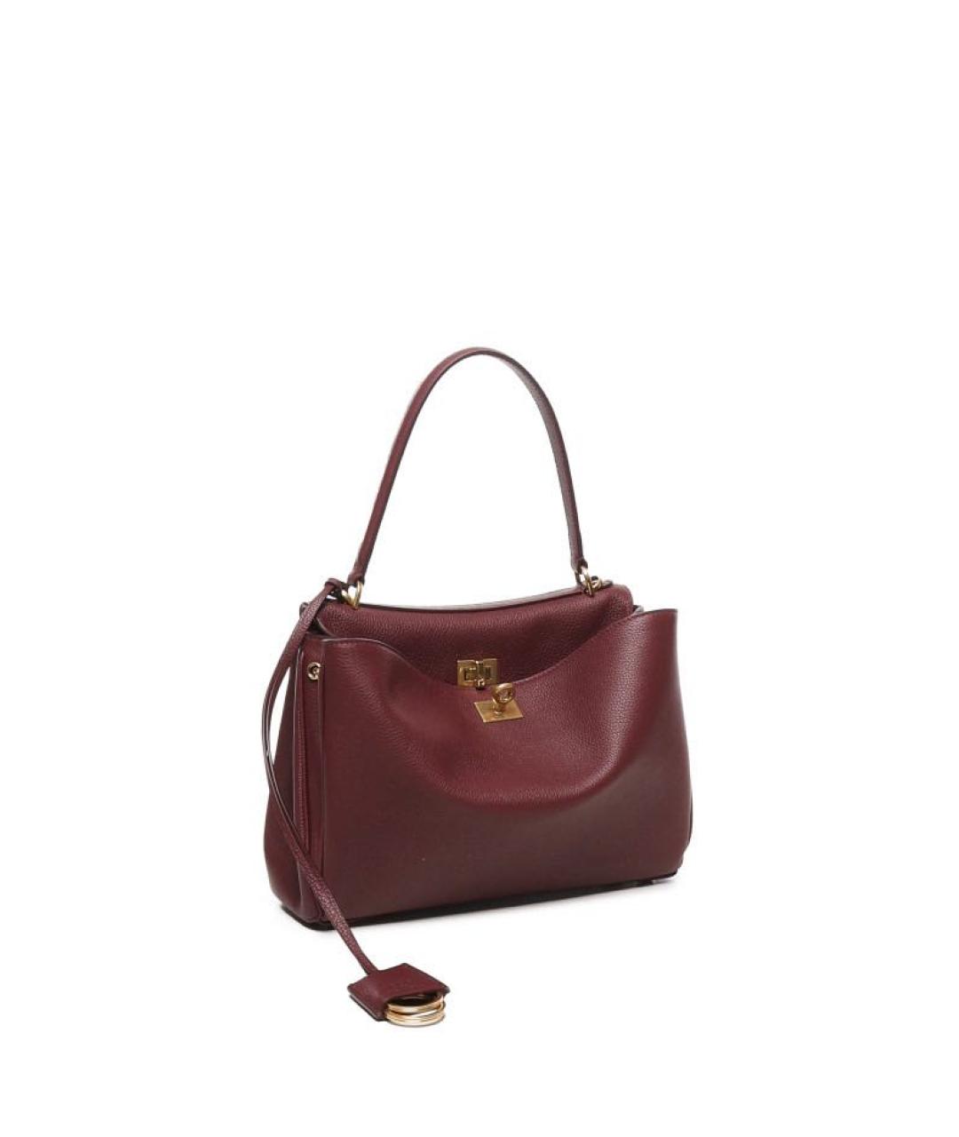 BALENCIAGA Бордовая кожаная сумка тоут, фото 1