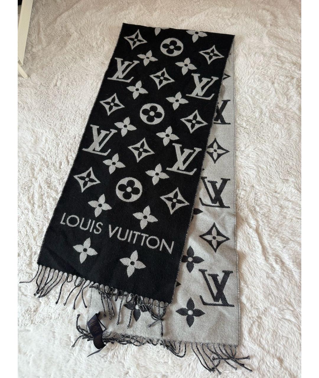 LOUIS VUITTON Черный шерстяной шарф, фото 7