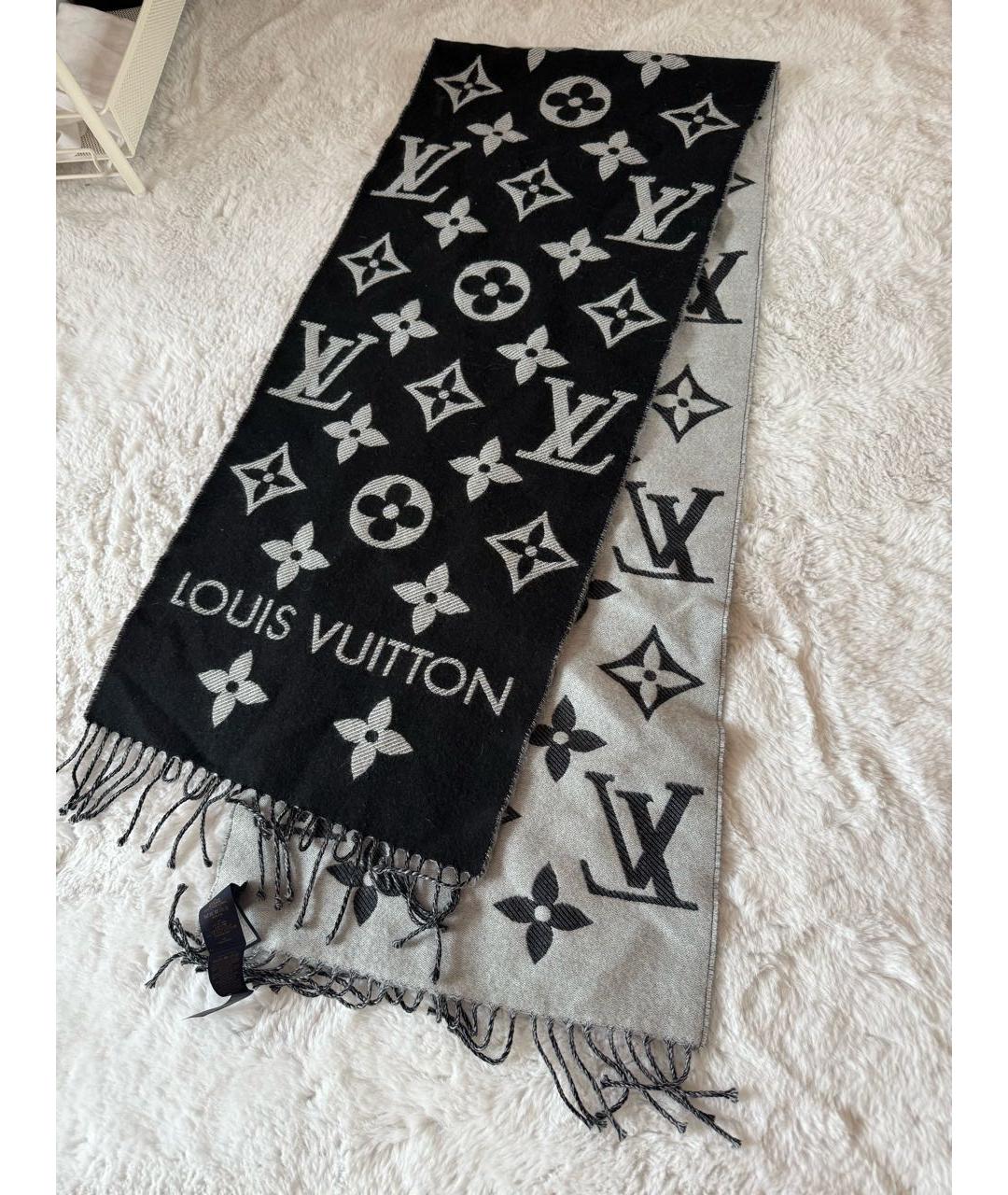 LOUIS VUITTON Черный шерстяной шарф, фото 2