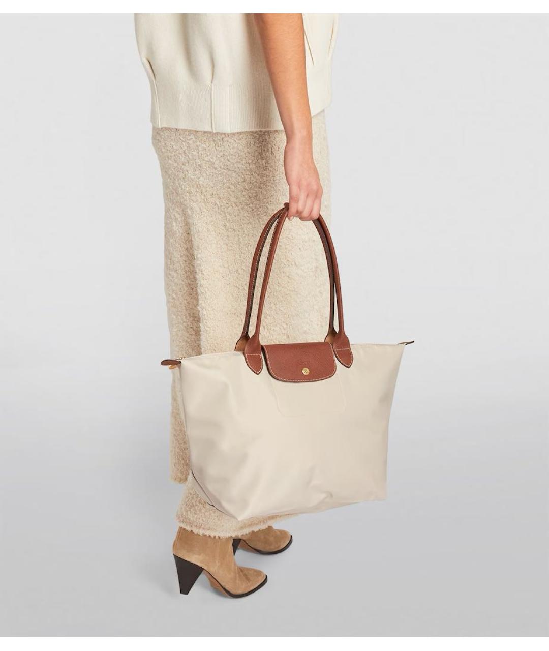 LONGCHAMP Бежевая тканевая сумка тоут, фото 3