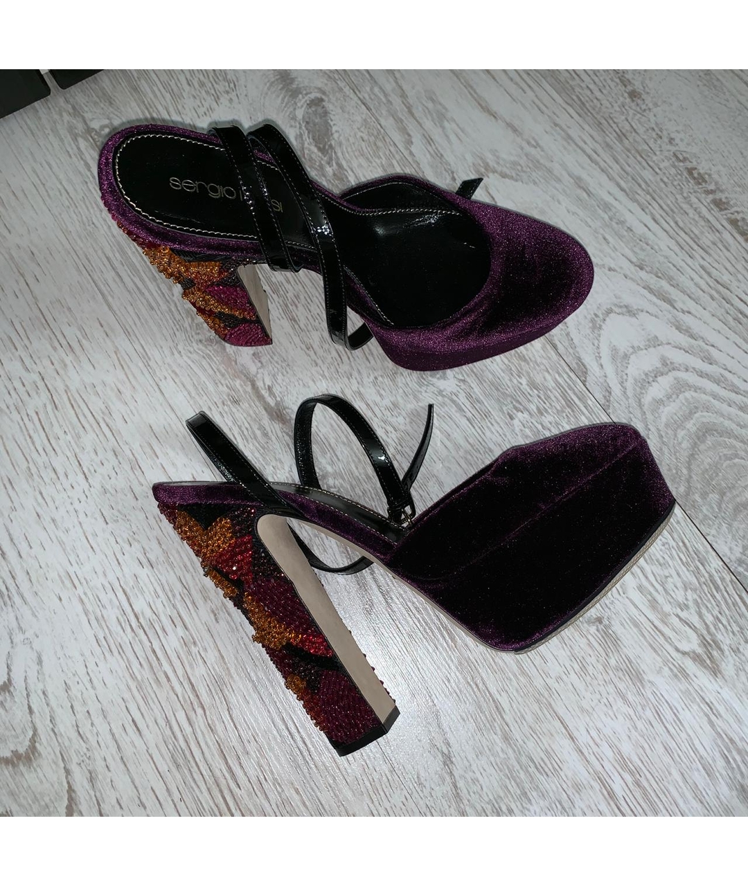 SERGIO ROSSI Фиолетовые бархатные туфли, фото 5