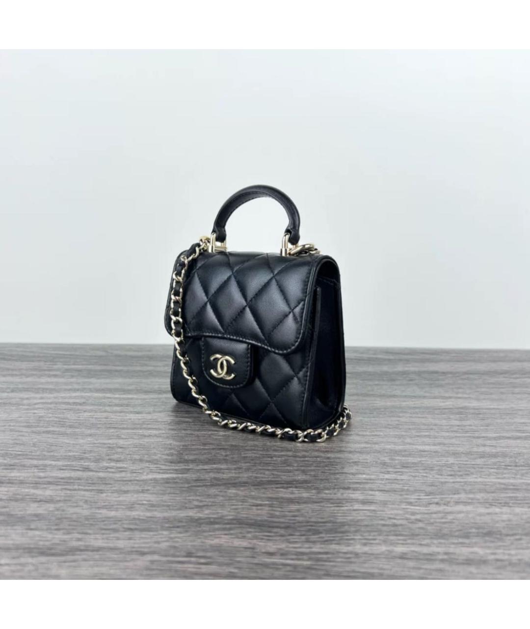 CHANEL Черная кожаная сумка через плечо, фото 2
