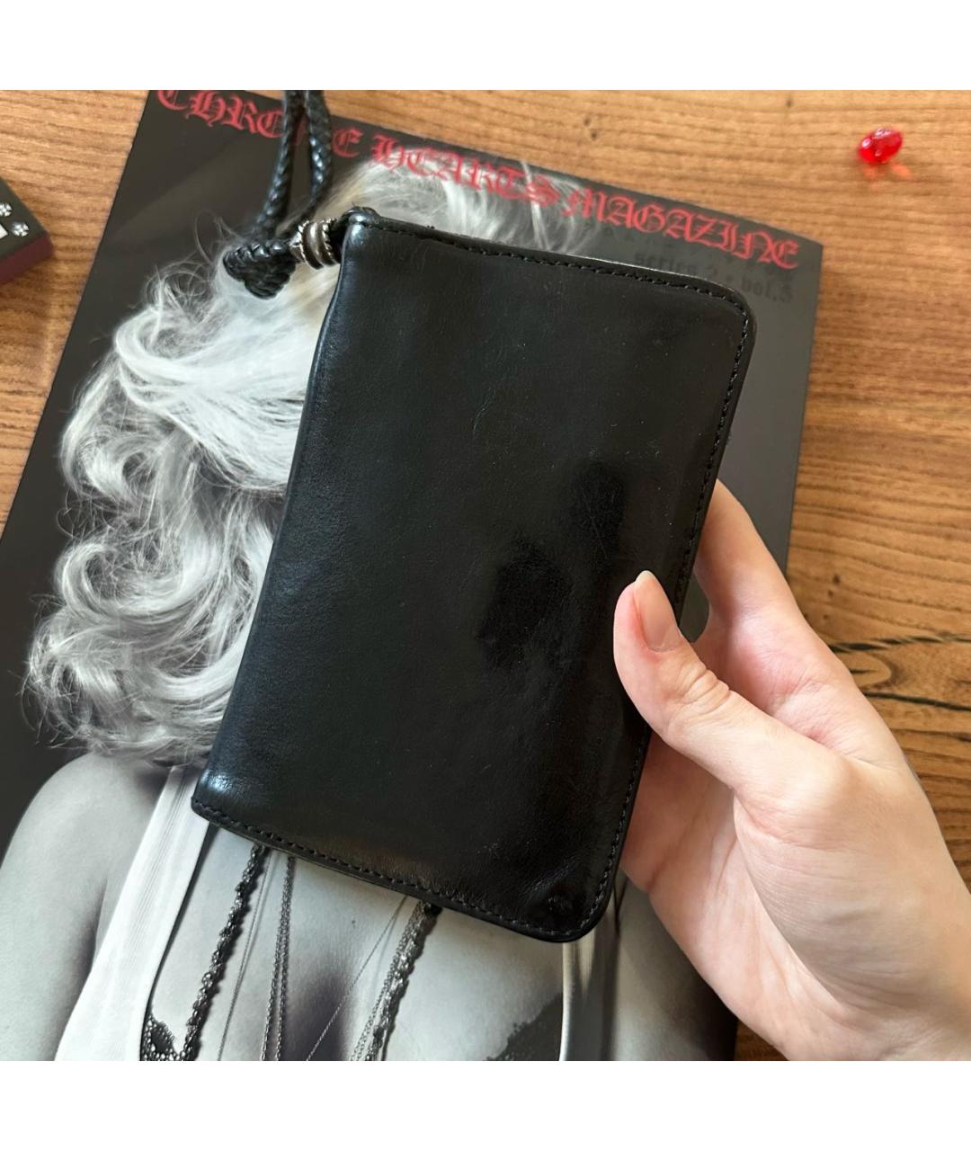 CHROME HEARTS Черный кожаный кошелек, фото 2