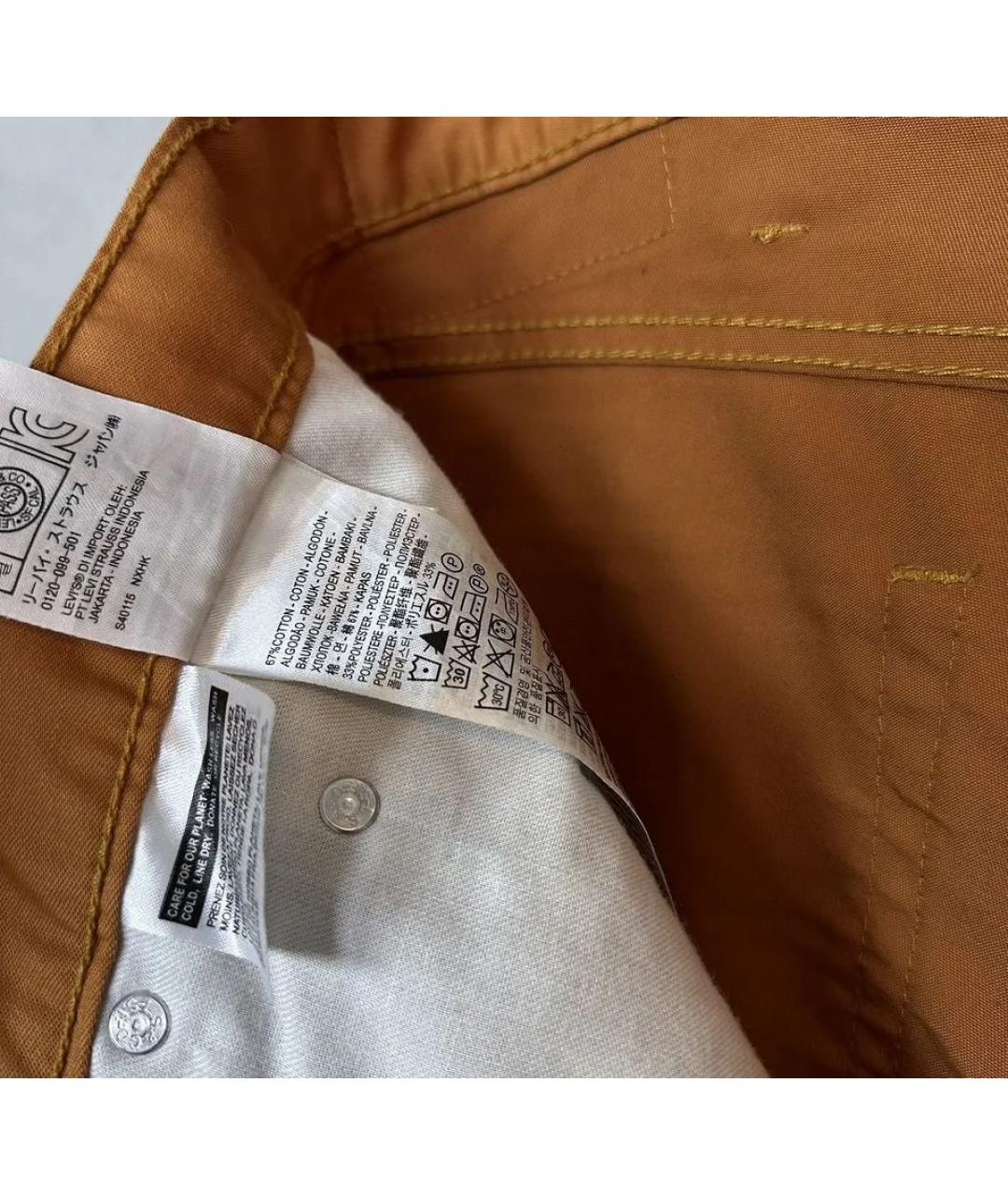 LEVI'S Оранжевое хлопко-эластановые брюки чинос, фото 8
