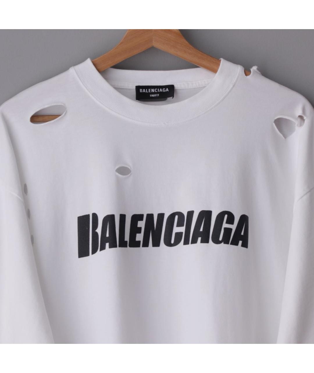 BALENCIAGA Белая хлопковая футболка, фото 5