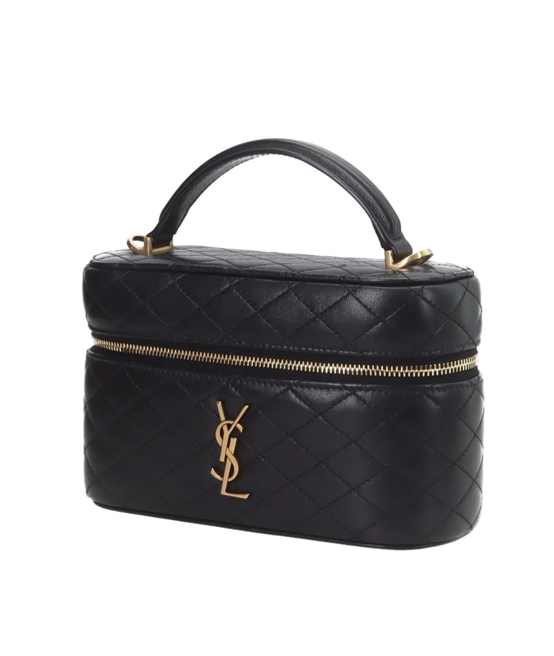SAINT LAURENT Черная кожаная сумка через плечо, фото 2