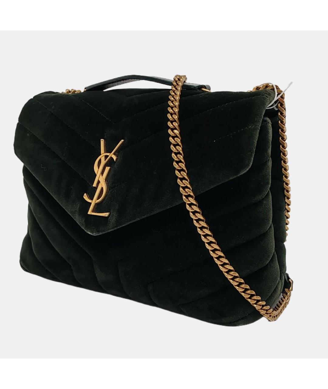 SAINT LAURENT Зеленая бархатная сумка через плечо, фото 2