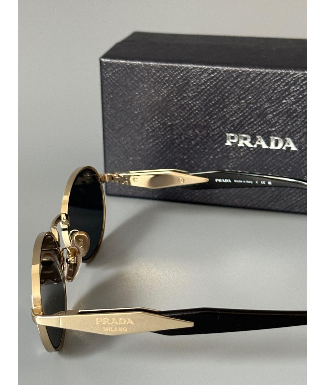 PRADA Антрацитовые металлические солнцезащитные очки, фото 6