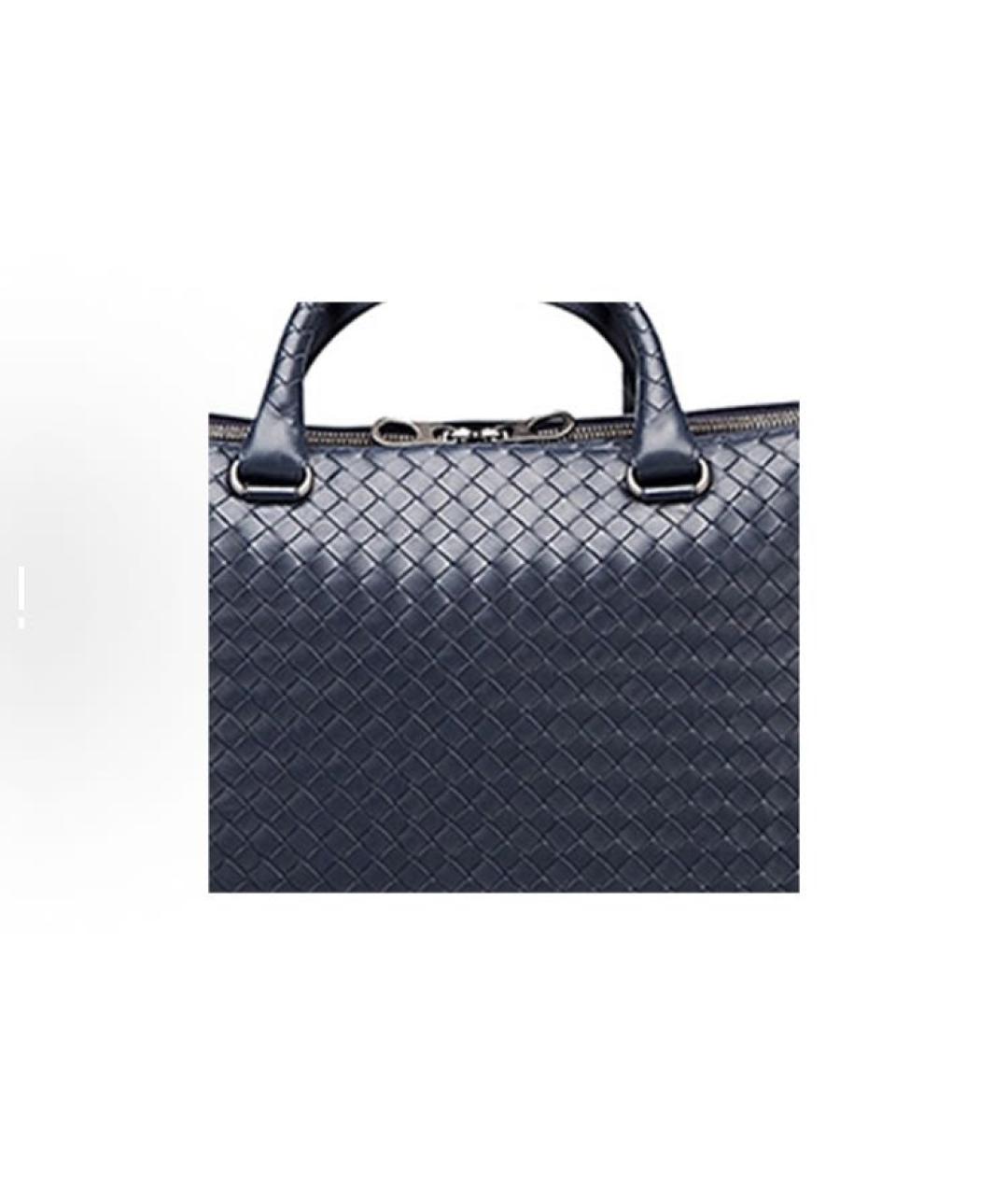 BOTTEGA VENETA Темно-синяя кожаная сумка на плечо, фото 3