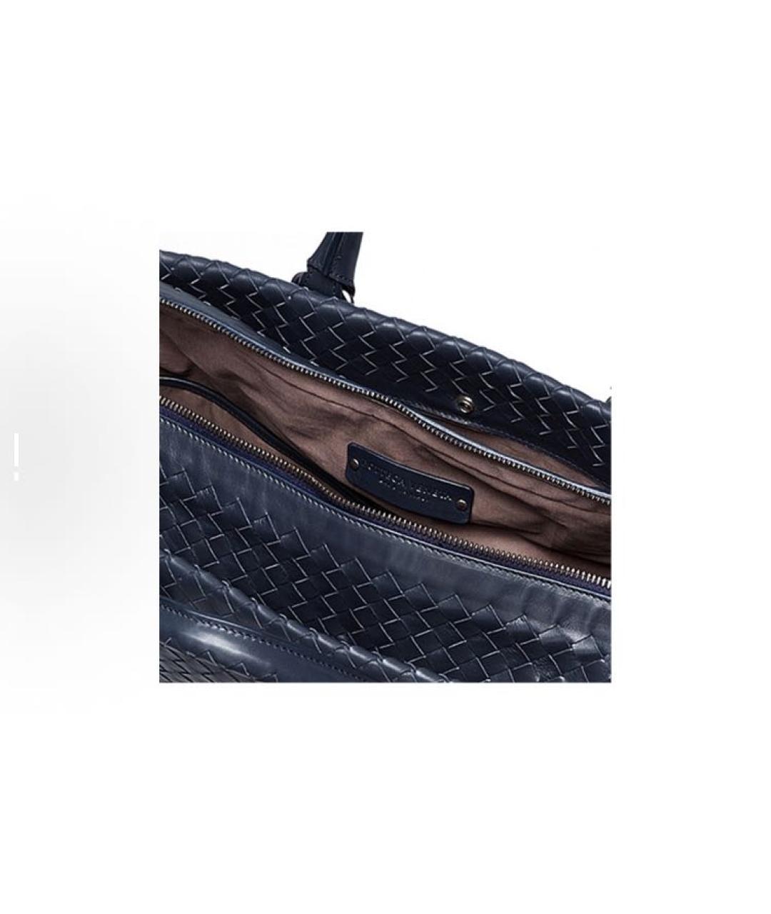 BOTTEGA VENETA Темно-синяя кожаная сумка на плечо, фото 4
