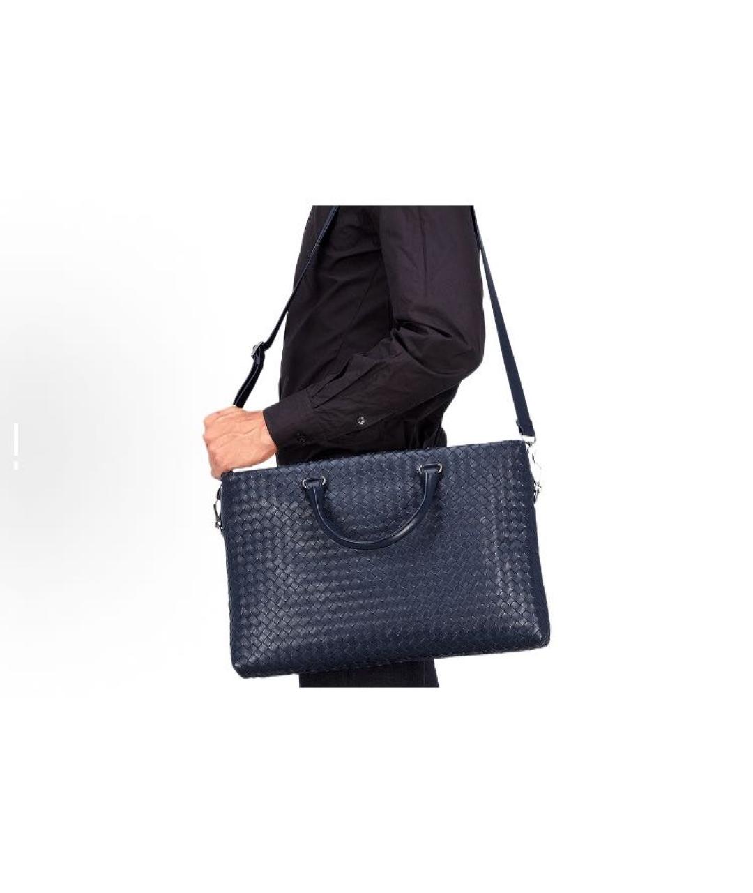 BOTTEGA VENETA Темно-синяя кожаная сумка на плечо, фото 6