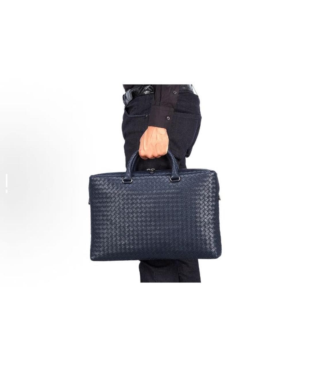 BOTTEGA VENETA Темно-синяя кожаная сумка на плечо, фото 5