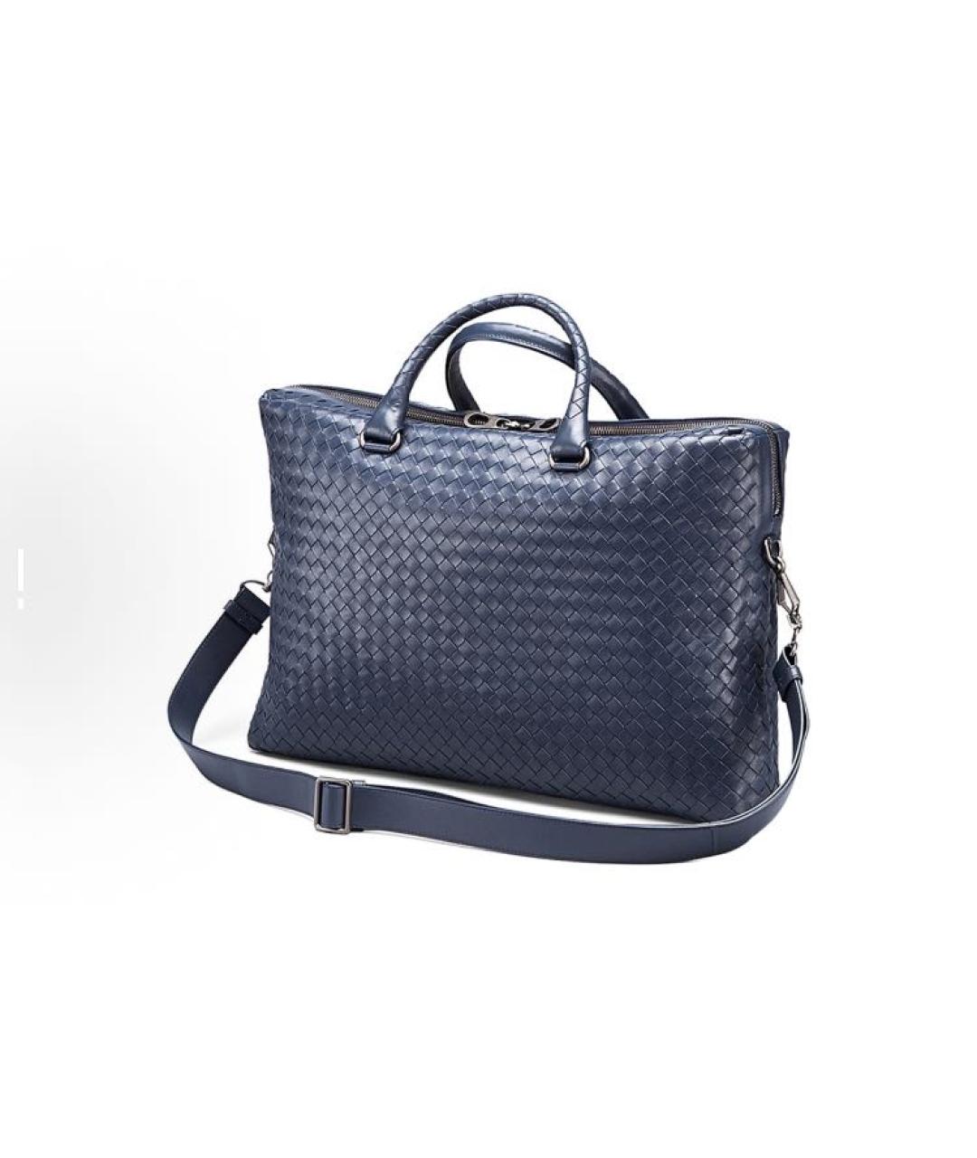 BOTTEGA VENETA Темно-синяя кожаная сумка на плечо, фото 2