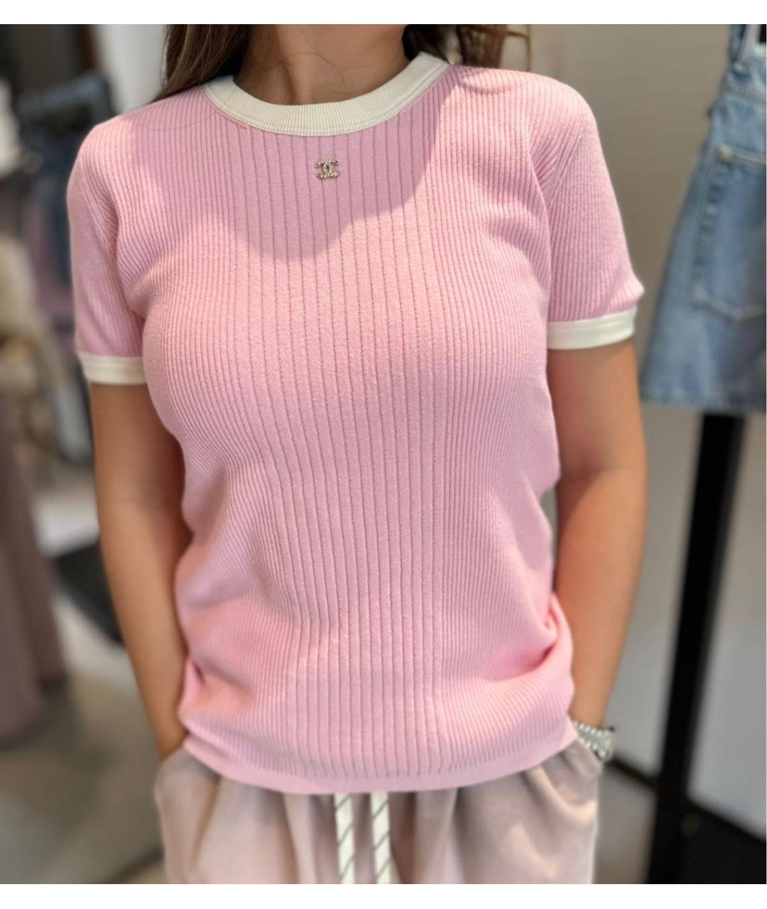 CHANEL Розовая хлопковая футболка, фото 3