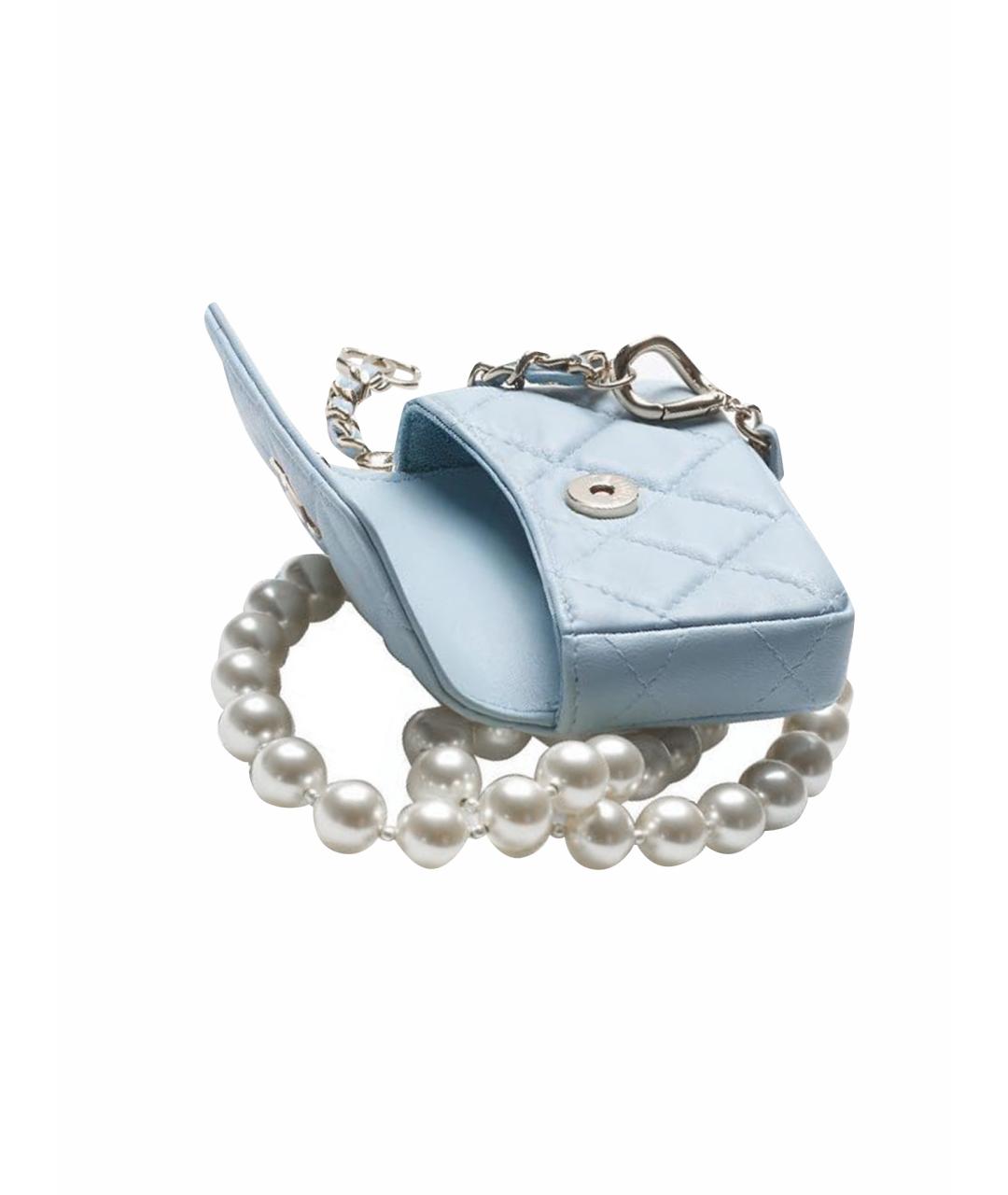 CHANEL Голубая кожаная сумка через плечо, фото 10
