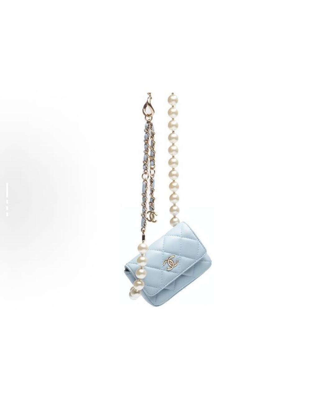 CHANEL Голубая кожаная сумка через плечо, фото 3