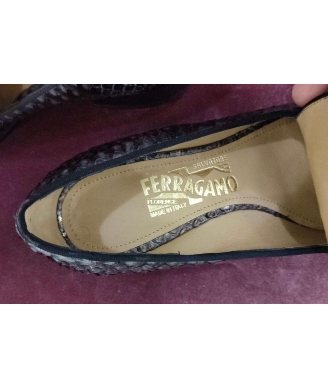 FERRAGAMO Серебряные кожаные лоферы, фото 3