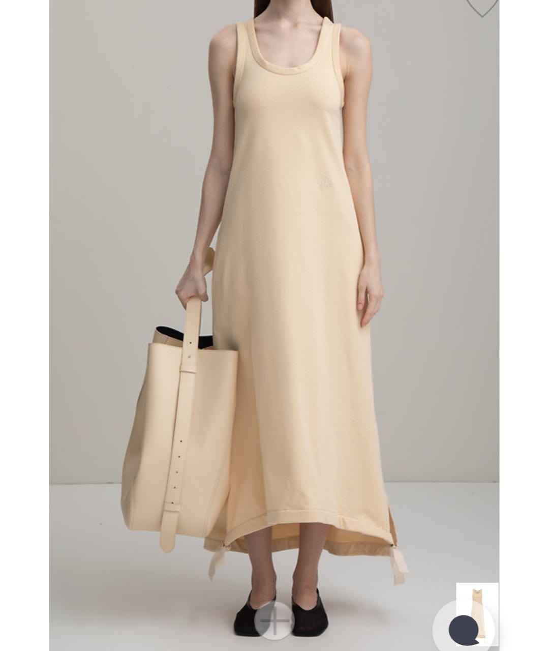 JIL SANDER Бежевое хлопковое повседневное платье, фото 5