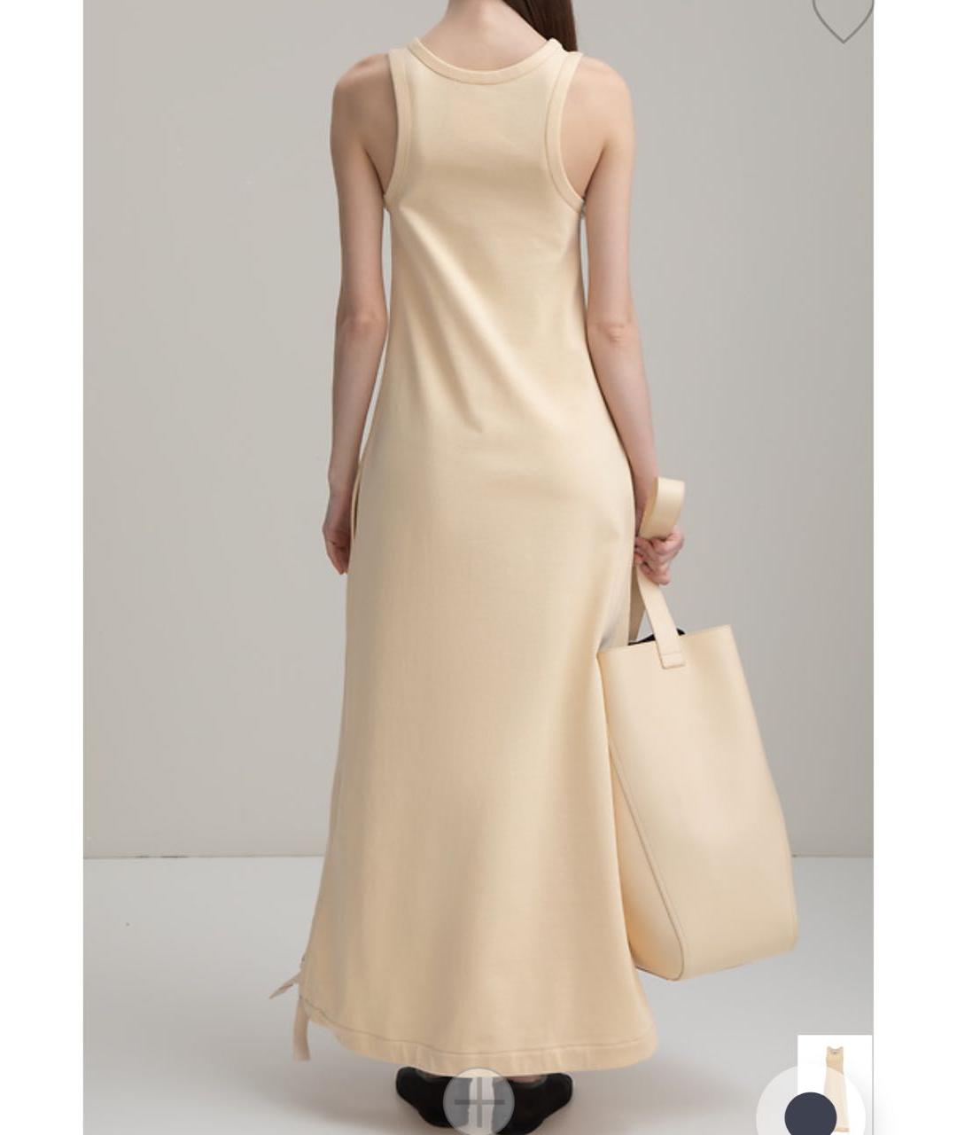 JIL SANDER Бежевое хлопковое повседневное платье, фото 6