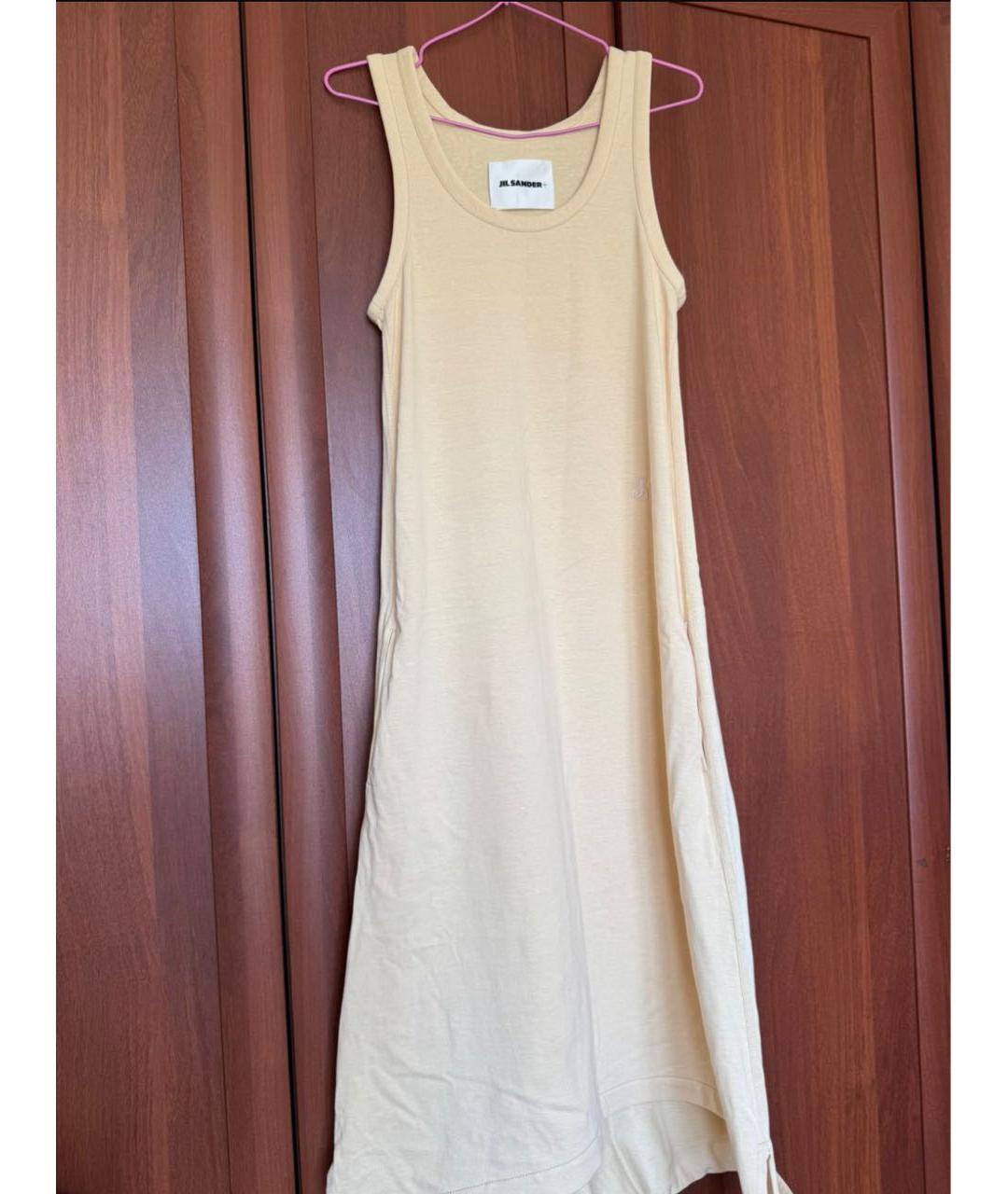 JIL SANDER Бежевое хлопковое повседневное платье, фото 2