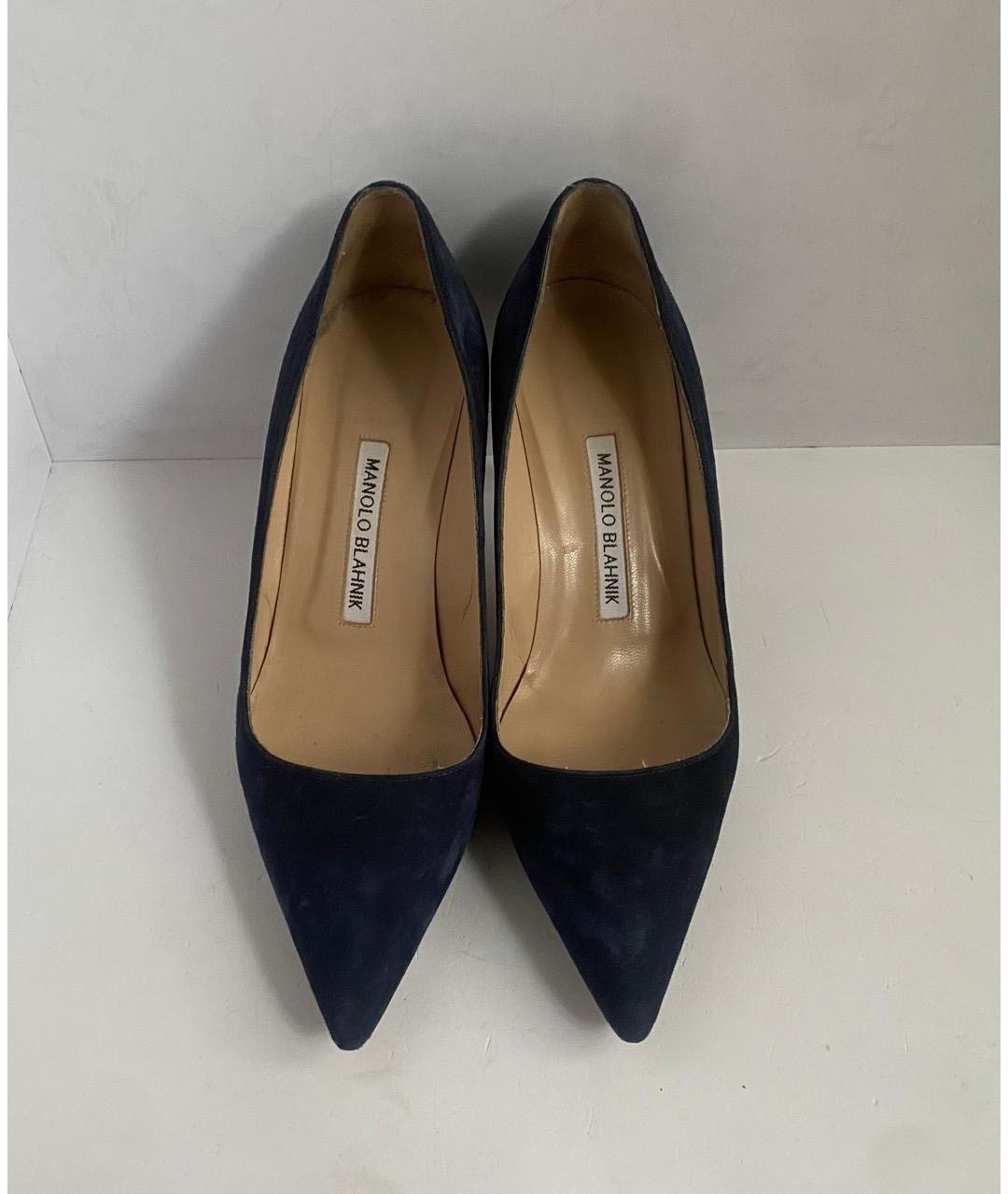 MANOLO BLAHNIK Темно-синие замшевые туфли, фото 2