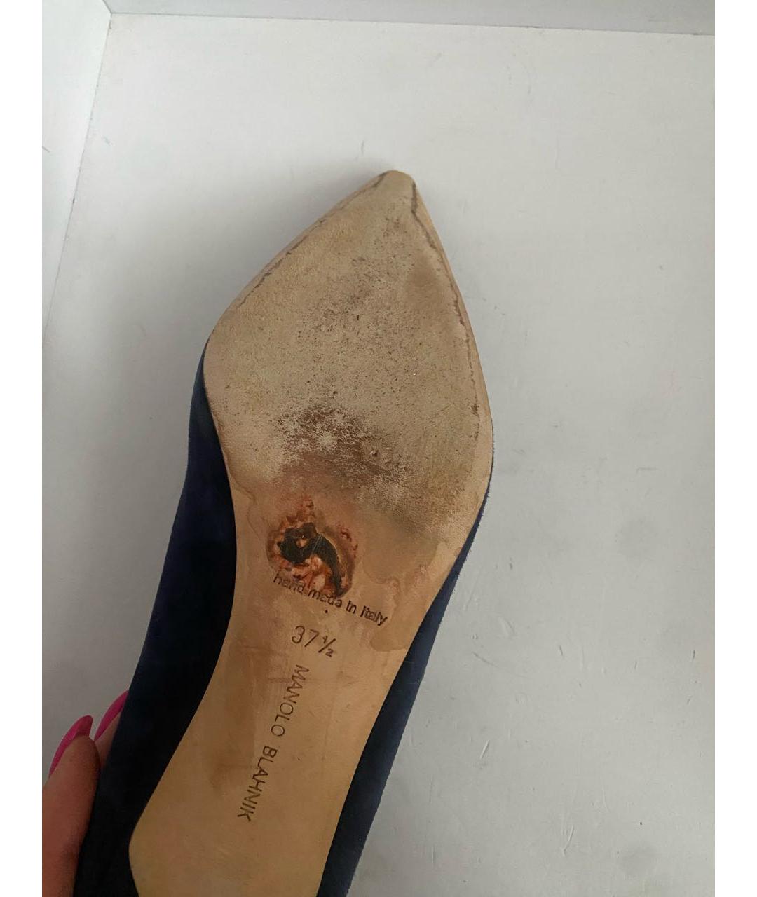 MANOLO BLAHNIK Темно-синие замшевые туфли, фото 6