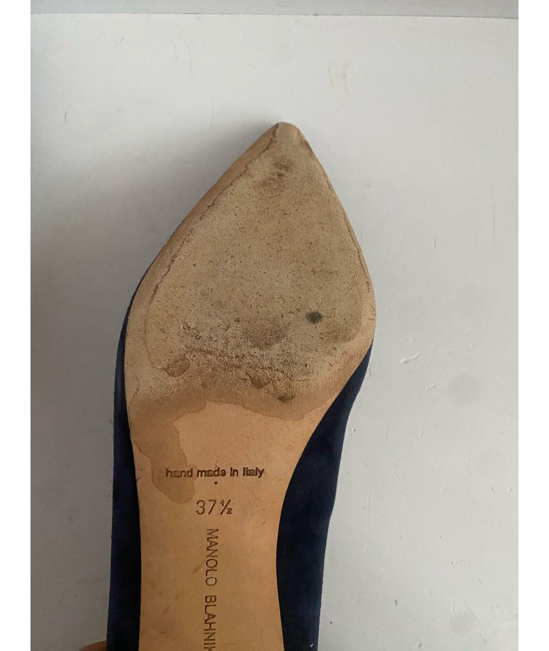 MANOLO BLAHNIK Темно-синие замшевые туфли, фото 8
