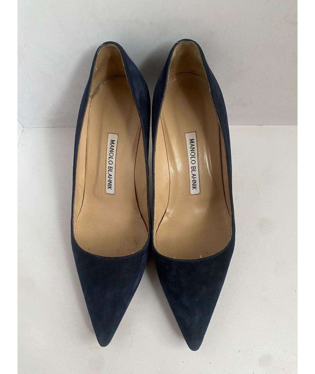 MANOLO BLAHNIK Темно-синие замшевые туфли, фото 3
