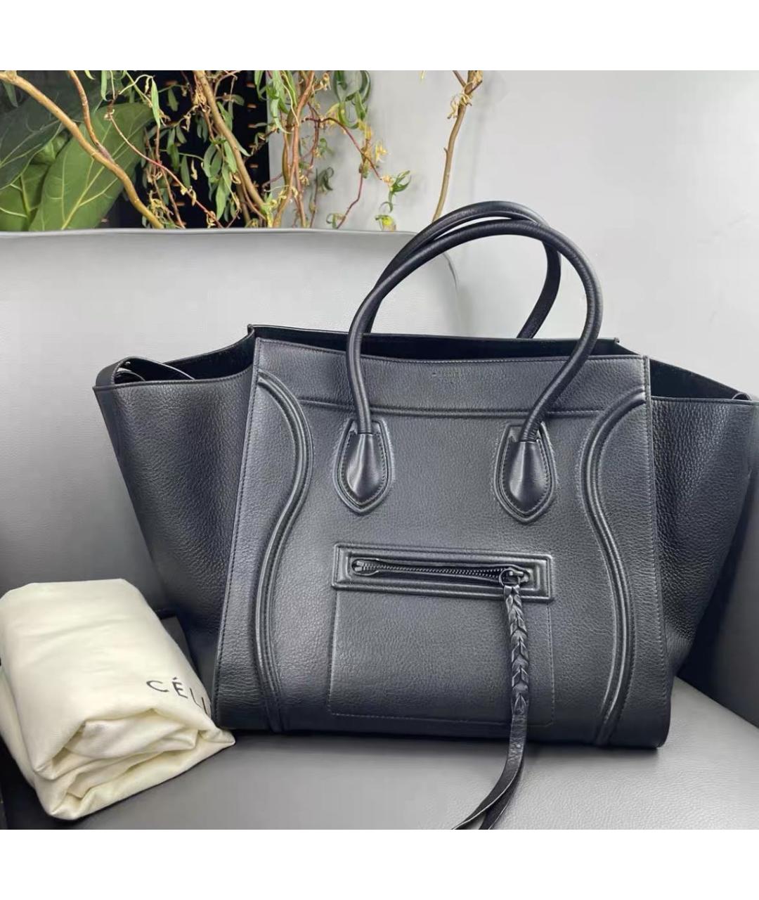 CELINE Черная кожаная сумка тоут, фото 2