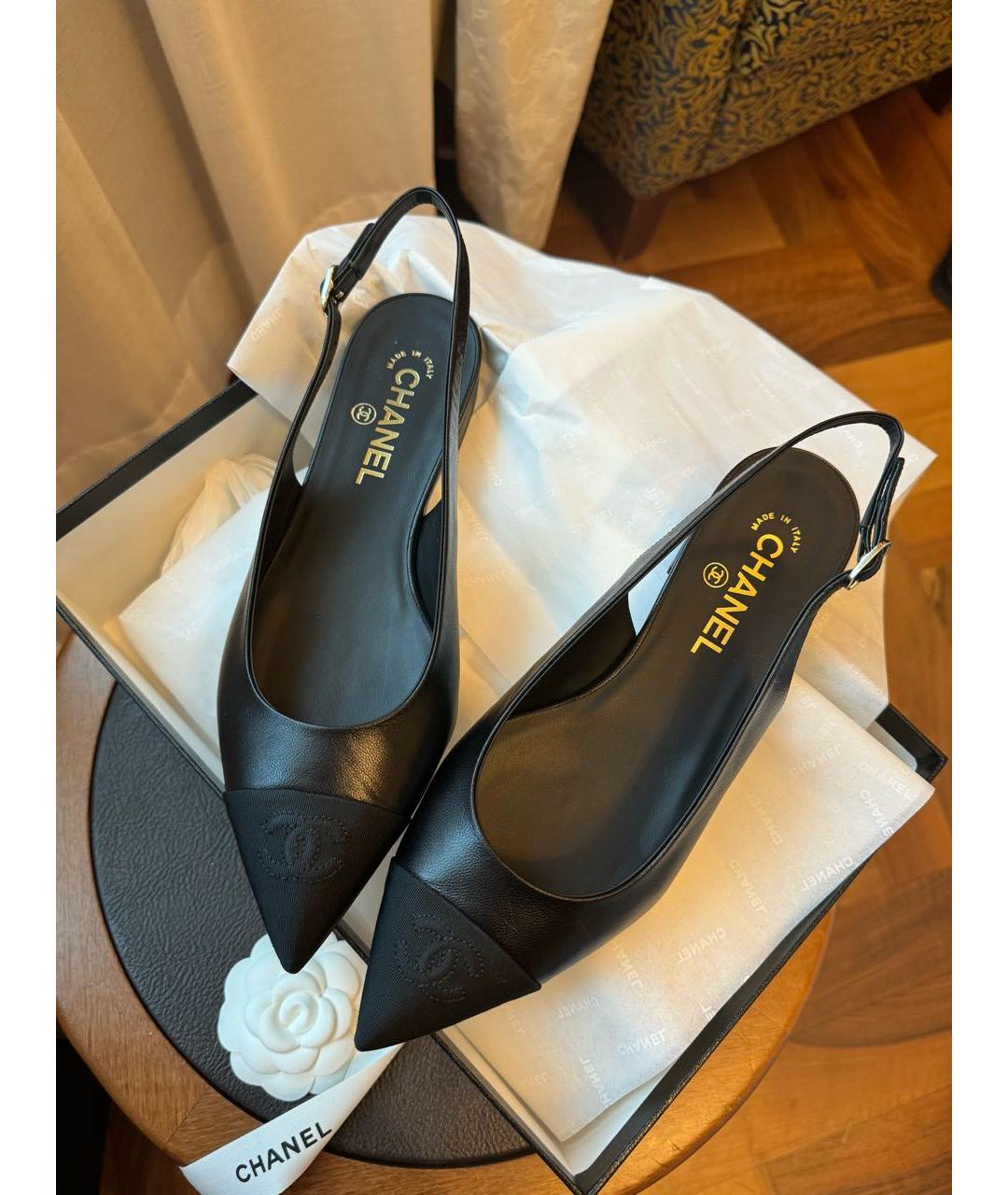 CHANEL Черные кожаные мюли, фото 2