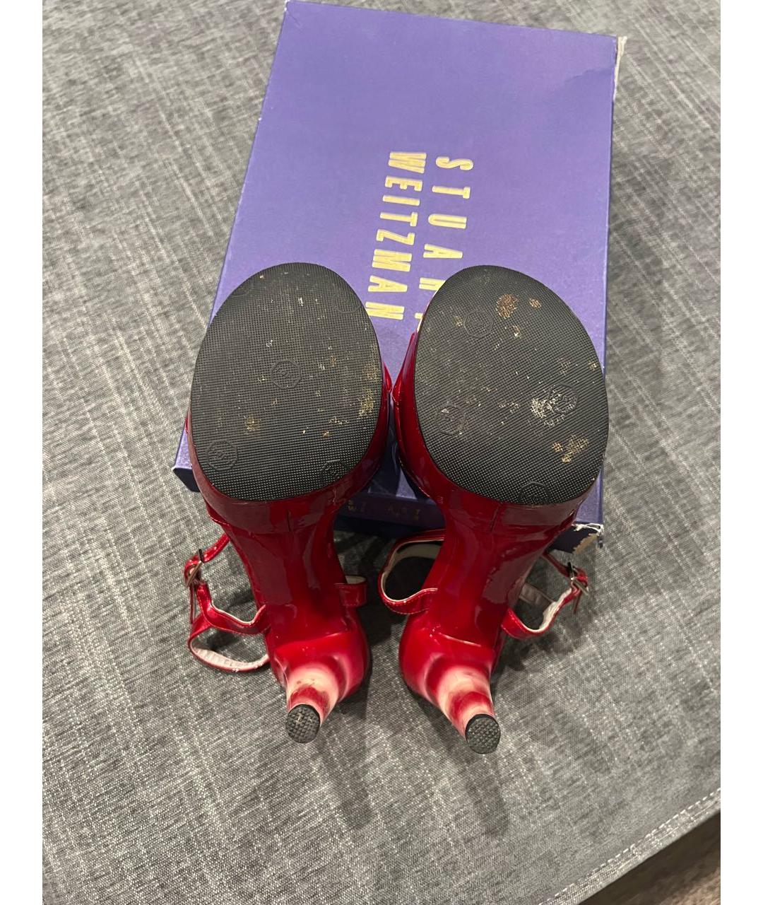 STUART WEITZMAN Красные босоножки из лакированной кожи, фото 5