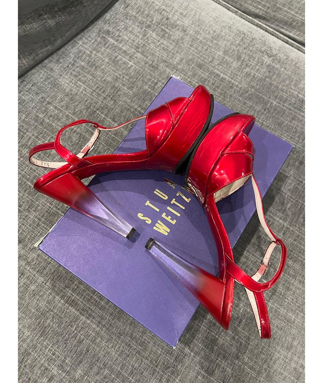 STUART WEITZMAN Красные босоножки из лакированной кожи, фото 6