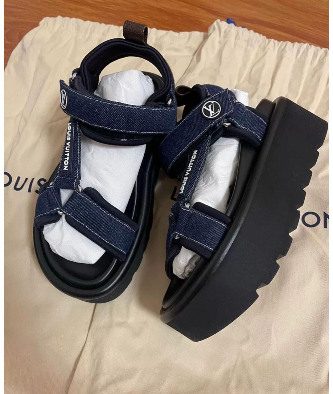 LOUIS VUITTON Темно-синие сандалии, фото 2