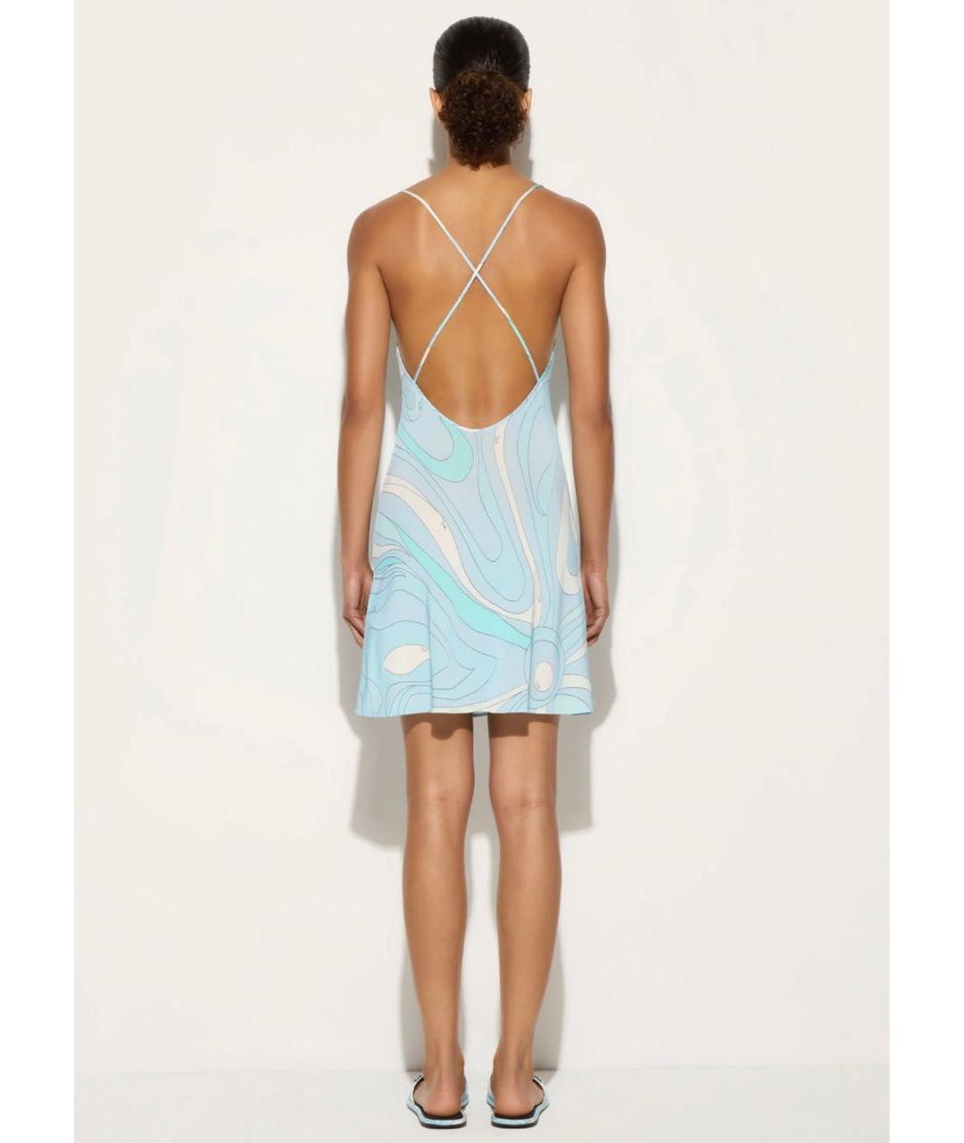 EMILIO PUCCI Голубое вискозное коктейльное платье, фото 4
