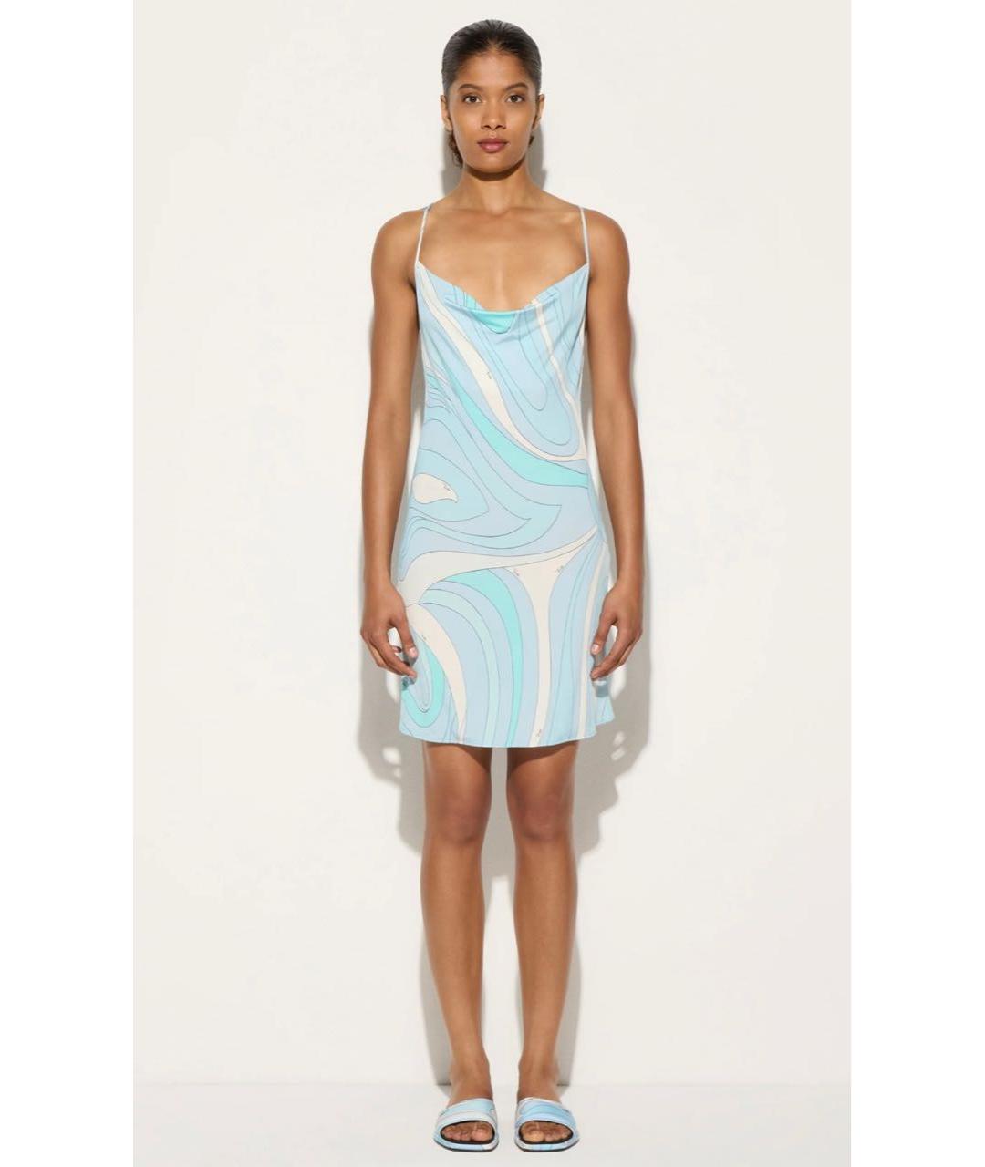 EMILIO PUCCI Голубое вискозное коктейльное платье, фото 2