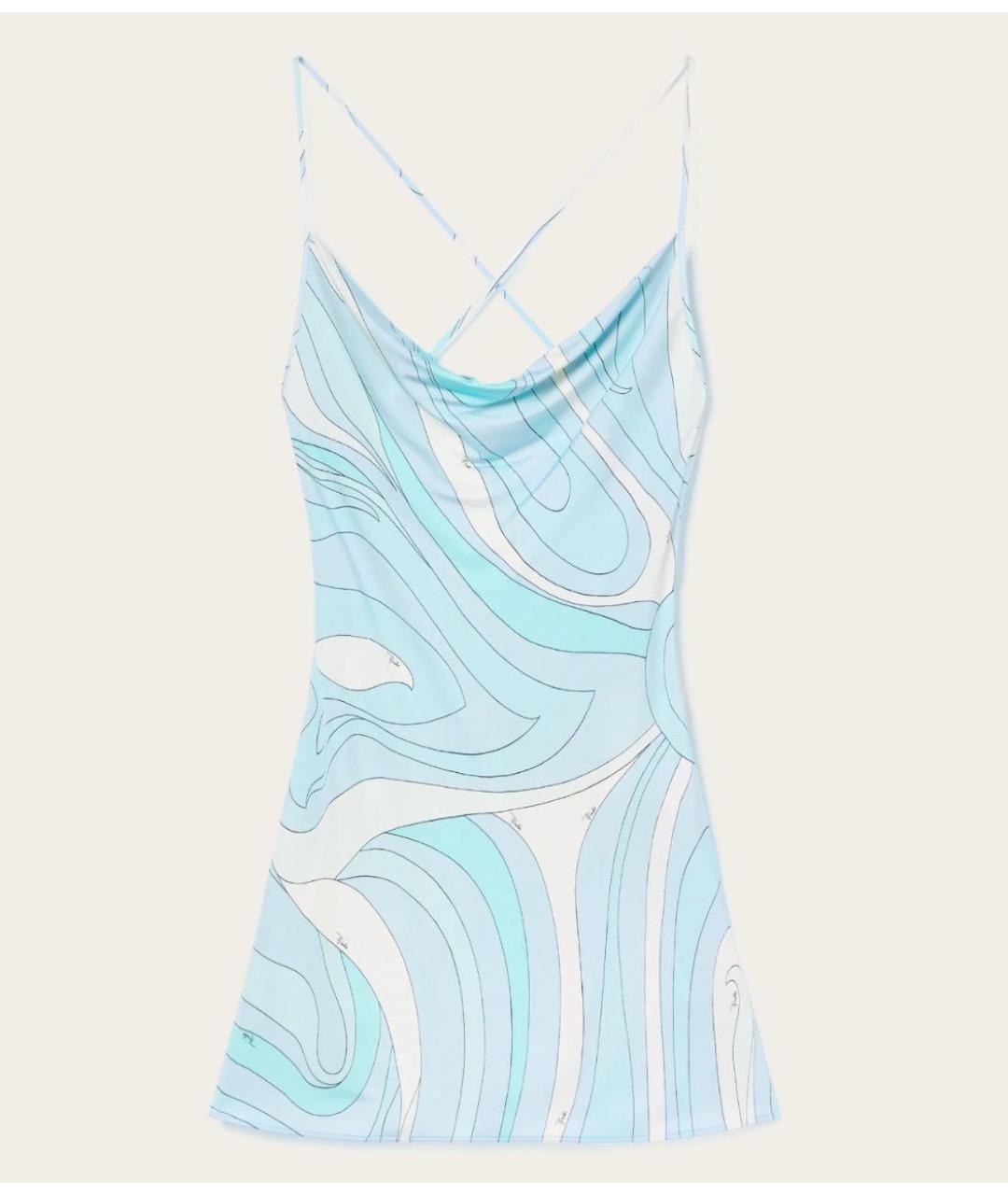 EMILIO PUCCI Голубое вискозное коктейльное платье, фото 6