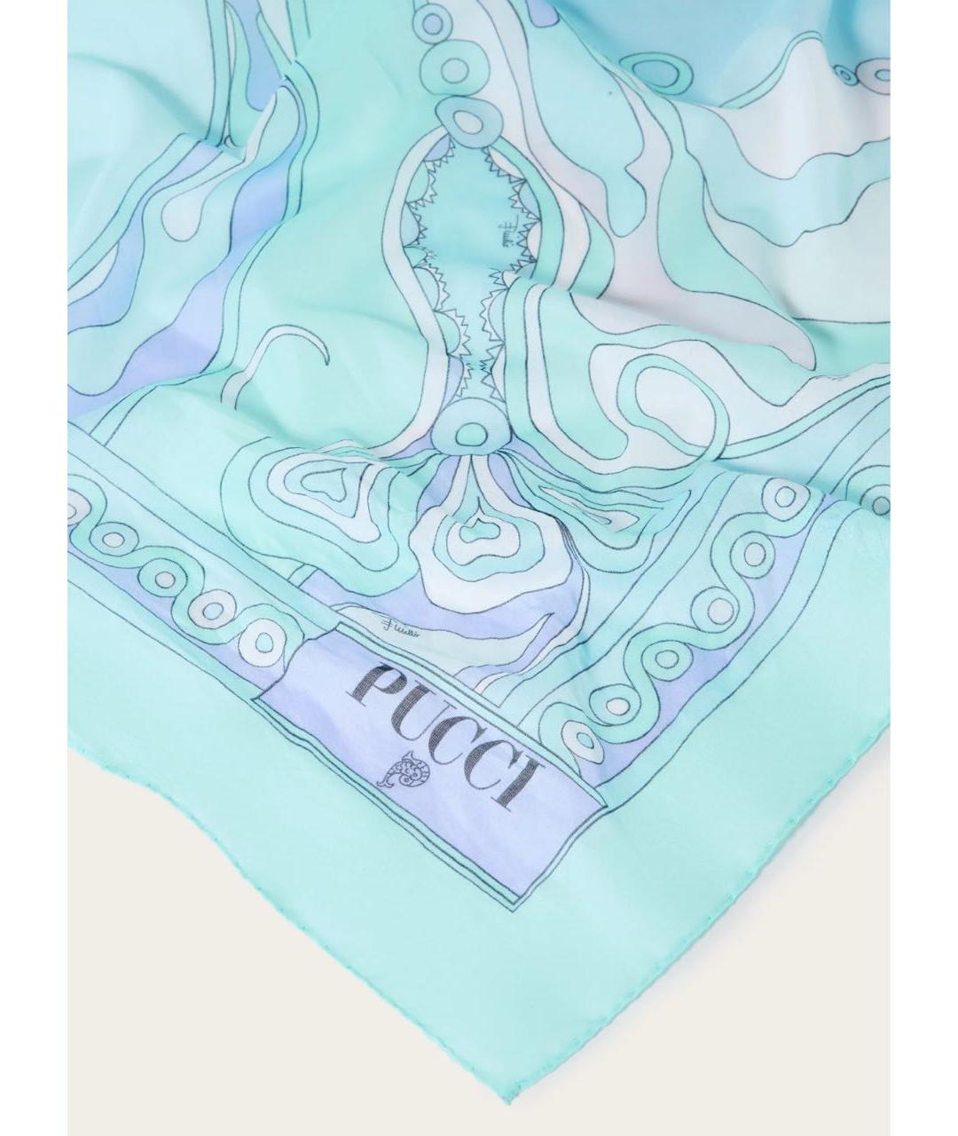 EMILIO PUCCI Голубое хлопковое парео, фото 3