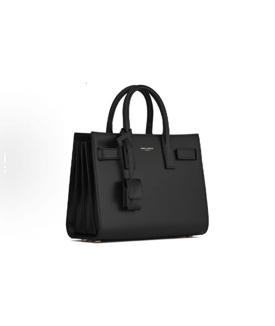 SAINT LAURENT Черная кожаная сумка тоут, фото 2