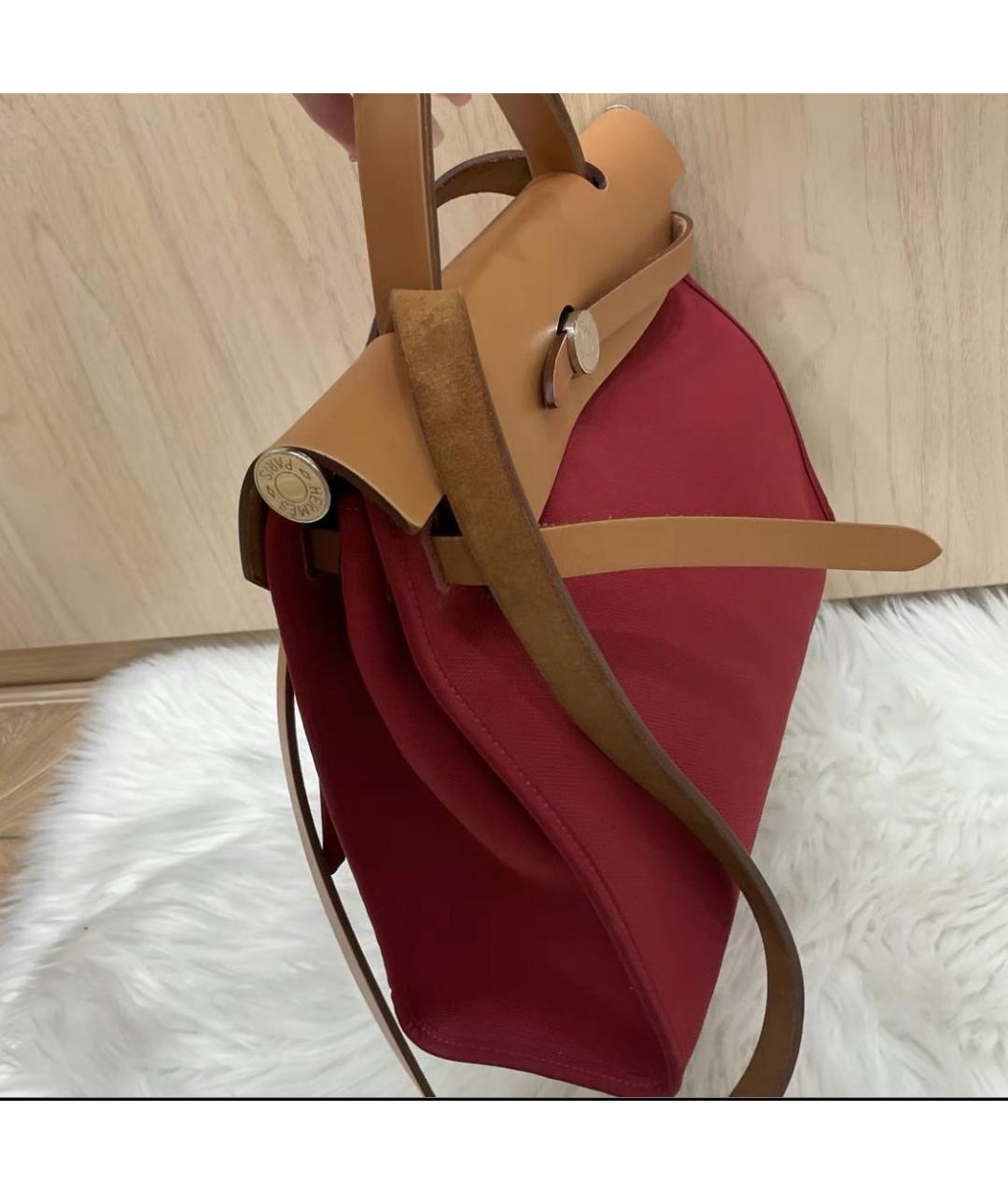 HERMES Красная жаккардовая сумка с короткими ручками, фото 5