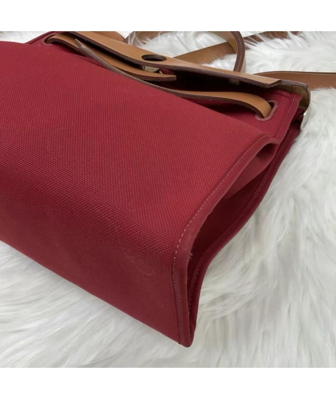 HERMES Красная жаккардовая сумка с короткими ручками, фото 6